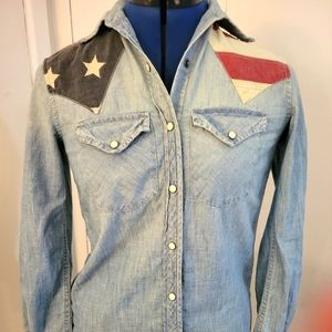 Ralph Lauren Denim & Supply Patriotic Style Button Down Shirt, Sz XS